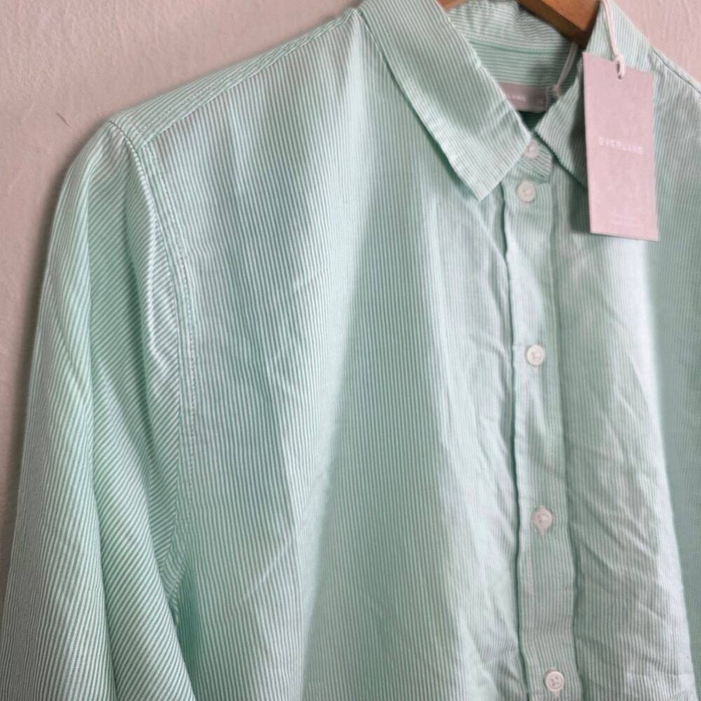 Everlane NWT Mint Green Striped Relaxed Poplin Button Down Shirt - Women’s 10 - Picture 4 of 10